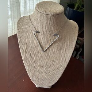 Mata Traders Silver V-Shaped Hammered Necklace